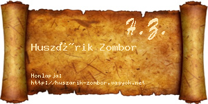 Huszárik Zombor névjegykártya